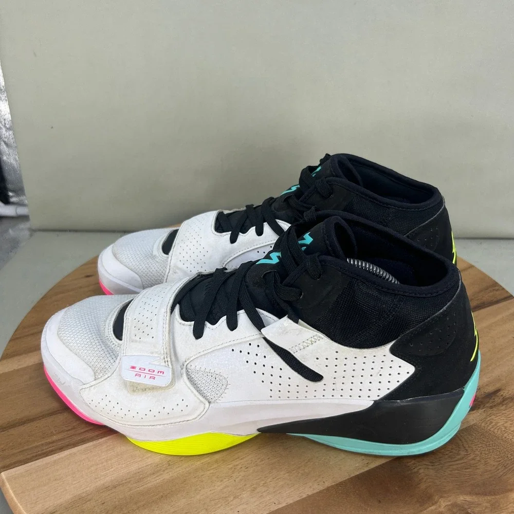 Jordan Zion 2 White Black Volt Pink Teal DO9161-107 Men Size 11 Basketball Shoes